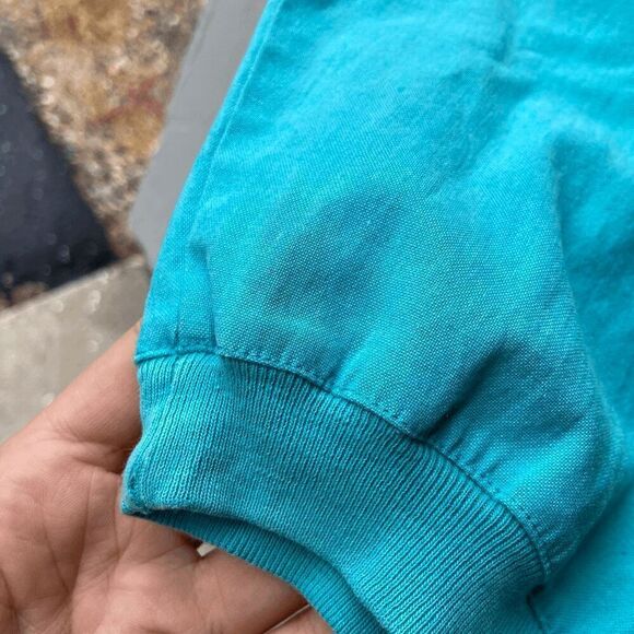 Vintage 90s Gitano Scottie Dog Cropped Shirt Teal M Y2K Kidcore Cute - Picture 6 of 12